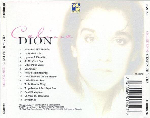 Celine Dion  Cest Pour Vivre : Back